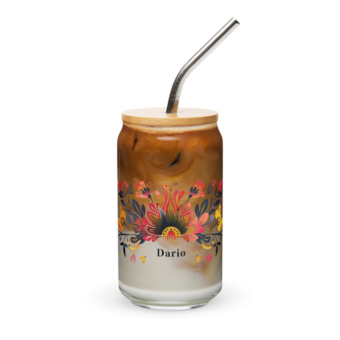 Darío Exclusive Name Art Piece Can-Shaped Glass Home Office Work Mexican Spanish Pride Gift Cup One-Of-A-Kind Calligraphy Glass | D46 Mexicada