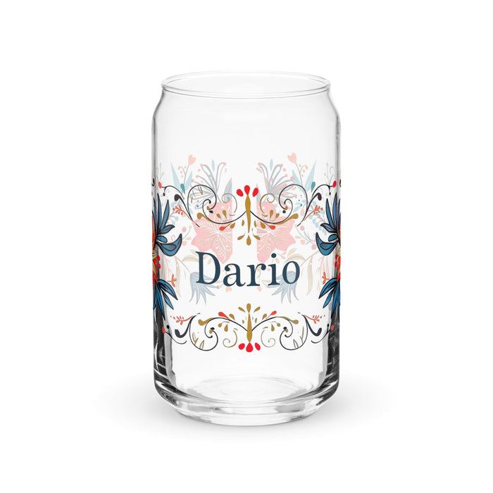 Darío Exclusive Name Art Piece Can-Shaped Glass Home Office Work Mexican Spanish Pride Gift Cup One-Of-A-Kind Calligraphy Glass | D47 Mexicada 16 oz