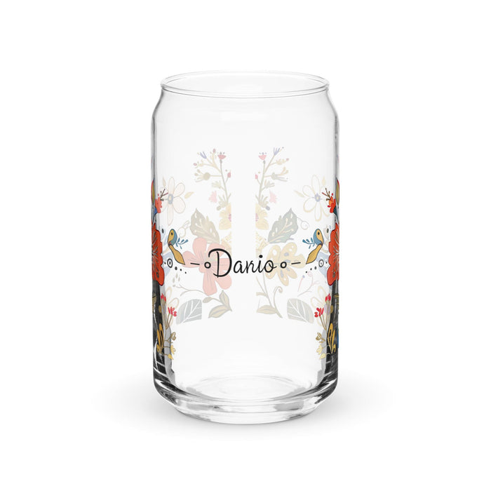 Darío Exclusive Name Art Piece Can-Shaped Glass Home Office Work Mexican Spanish Pride Gift Cup One-Of-A-Kind Calligraphy Glass | D5 Mexicada 16 oz