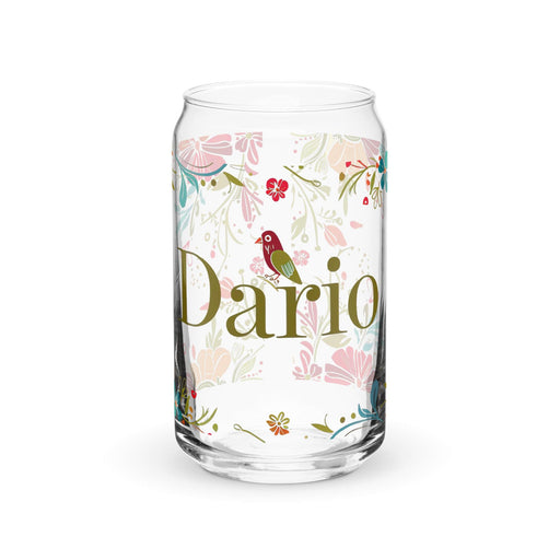 Darío Exclusive Name Art Piece Can-Shaped Glass Home Office Work Mexican Spanish Pride Gift Cup One-Of-A-Kind Calligraphy Glass | D51 Mexicada 16 oz