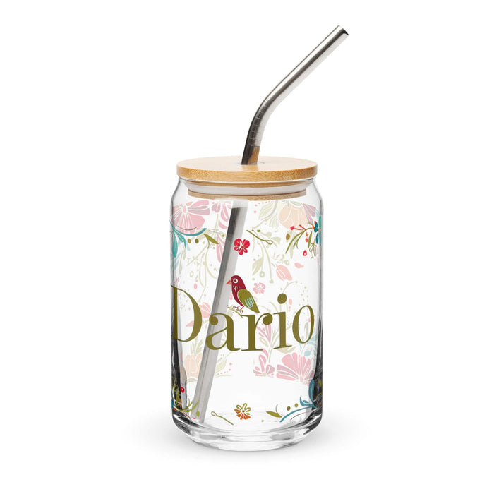 Darío Exclusive Name Art Piece Can-Shaped Glass Home Office Work Mexican Spanish Pride Gift Cup One-Of-A-Kind Calligraphy Glass | D51 Mexicada 16 oz With Lid & Straw