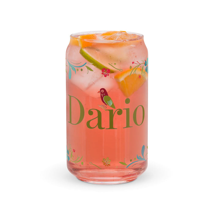 Darío Exclusive Name Art Piece Can-Shaped Glass Home Office Work Mexican Spanish Pride Gift Cup One-Of-A-Kind Calligraphy Glass | D51 Mexicada