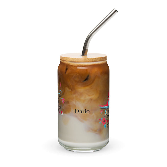 Darío Exclusive Name Art Piece Can-Shaped Glass Home Office Work Mexican Spanish Pride Gift Cup One-Of-A-Kind Calligraphy Glass | D52 Mexicada