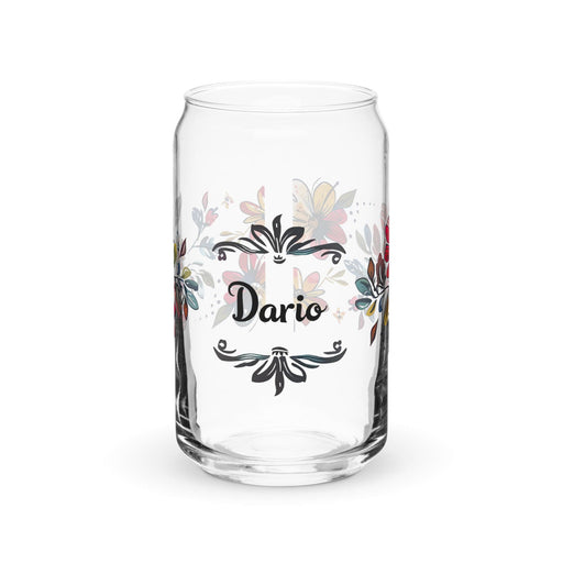 Darío Exclusive Name Art Piece Can-Shaped Glass Home Office Work Mexican Spanish Pride Gift Cup One-Of-A-Kind Calligraphy Glass | D53 Mexicada 16 oz