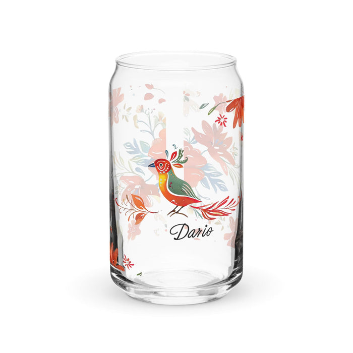 Darío Exclusive Name Art Piece Can-Shaped Glass Home Office Work Mexican Spanish Pride Gift Cup One-Of-A-Kind Calligraphy Glass | D54 Mexicada 16 oz