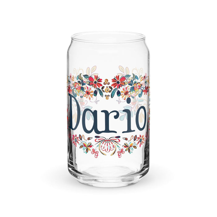 Darío Exclusive Name Art Piece Can-Shaped Glass Home Office Work Mexican Spanish Pride Gift Cup One-Of-A-Kind Calligraphy Glass | D55 Mexicada 16 oz