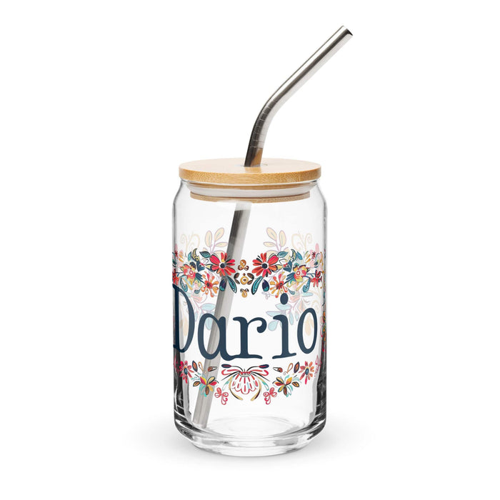 Darío Exclusive Name Art Piece Can-Shaped Glass Home Office Work Mexican Spanish Pride Gift Cup One-Of-A-Kind Calligraphy Glass | D55 Mexicada 16 oz With Lid & Straw