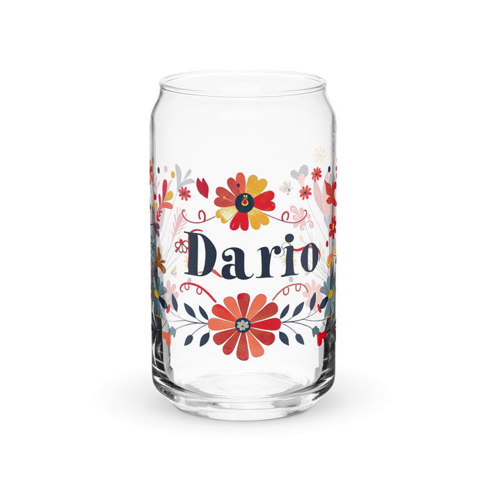 Darío Exclusive Name Art Piece Can-Shaped Glass Home Office Work Mexican Spanish Pride Gift Cup One-Of-A-Kind Calligraphy Glass | D56 Mexicada 16 oz