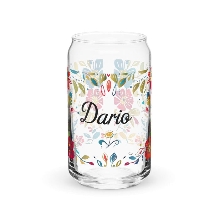 Darío Exclusive Name Art Piece Can-Shaped Glass Home Office Work Mexican Spanish Pride Gift Cup One-Of-A-Kind Calligraphy Glass | D9 Mexicada 16 oz (No Lid No Straw)