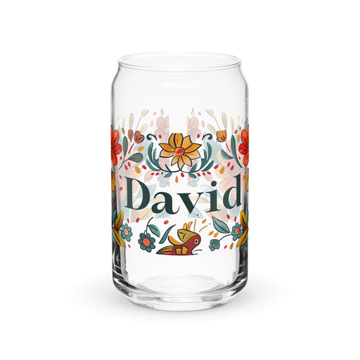 David Exclusive Name Art Piece Can-Shaped Glass Home Office Work Mexican Spanish Pride Gift Cup One-Of-A-Kind Calligraphy Glass | D1 Mexicada 16 oz (No Lid No Straw)