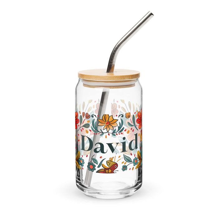 David Exclusive Name Art Piece Can-Shaped Glass Home Office Work Mexican Spanish Pride Gift Cup One-Of-A-Kind Calligraphy Glass | D1 Mexicada 16 oz With Lid & Straw