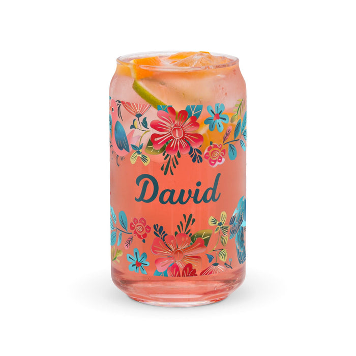 David Exclusive Name Art Piece Can-Shaped Glass Home Office Work Mexican Spanish Pride Gift Cup One-Of-A-Kind Calligraphy Glass | D10 Mexicada