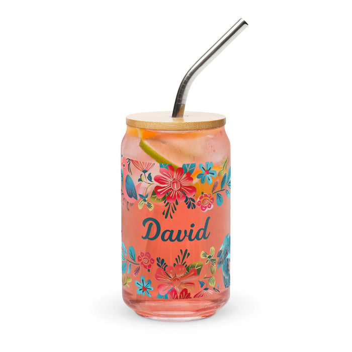 David Exclusive Name Art Piece Can-Shaped Glass Home Office Work Mexican Spanish Pride Gift Cup One-Of-A-Kind Calligraphy Glass | D10 Mexicada