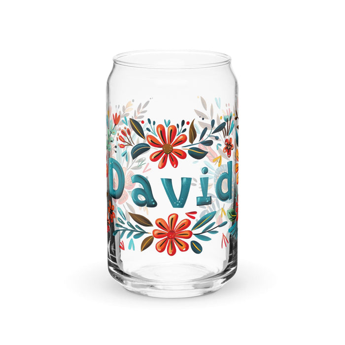 David Exclusive Name Art Piece Can-Shaped Glass Home Office Work Mexican Spanish Pride Gift Cup One-Of-A-Kind Calligraphy Glass | D12 Mexicada 16 oz