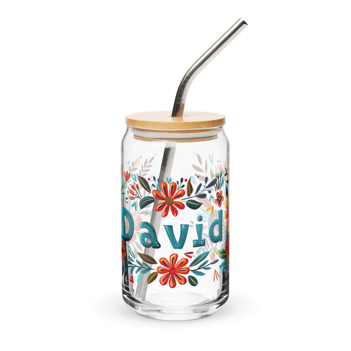 David Exclusive Name Art Piece Can-Shaped Glass Home Office Work Mexican Spanish Pride Gift Cup One-Of-A-Kind Calligraphy Glass | D12 Mexicada 16 oz With Lid & Straw