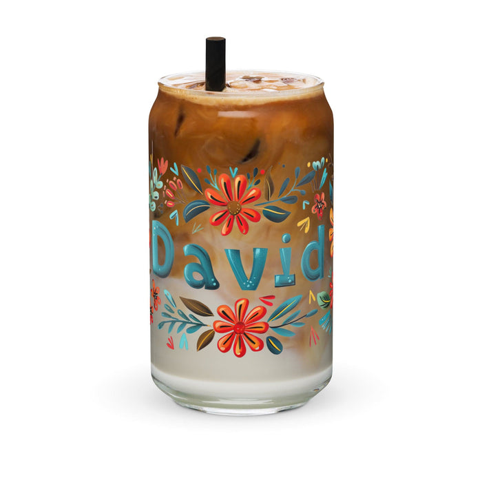 David Exclusive Name Art Piece Can-Shaped Glass Home Office Work Mexican Spanish Pride Gift Cup One-Of-A-Kind Calligraphy Glass | D12 Mexicada