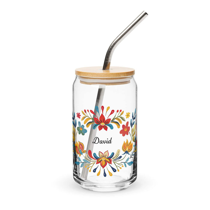 David Exclusive Name Art Piece Can-Shaped Glass Home Office Work Mexican Spanish Pride Gift Cup One-Of-A-Kind Calligraphy Glass | D13 Mexicada 16 oz With Lid & Straw