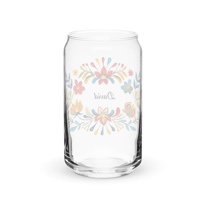 David Exclusive Name Art Piece Can-Shaped Glass Home Office Work Mexican Spanish Pride Gift Cup One-Of-A-Kind Calligraphy Glass | D13 Mexicada