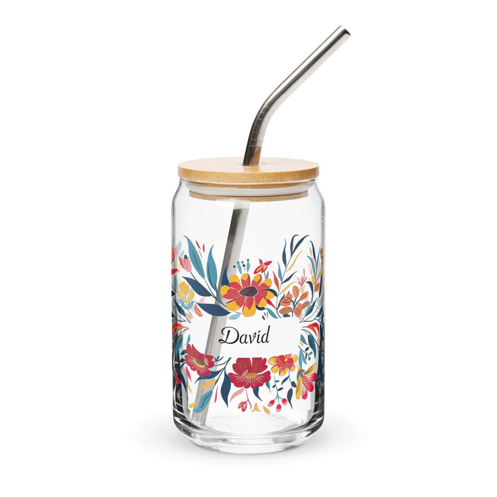 David Exclusive Name Art Piece Can-Shaped Glass Home Office Work Mexican Spanish Pride Gift Cup One-Of-A-Kind Calligraphy Glass | D17 Mexicada 16 oz With Lid & Straw