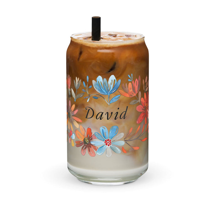 David Exclusive Name Art Piece Can-Shaped Glass Home Office Work Mexican Spanish Pride Gift Cup One-Of-A-Kind Calligraphy Glass | D19 Mexicada