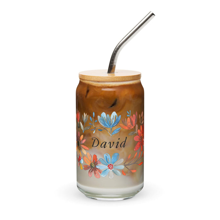 David Exclusive Name Art Piece Can-Shaped Glass Home Office Work Mexican Spanish Pride Gift Cup One-Of-A-Kind Calligraphy Glass | D19 Mexicada