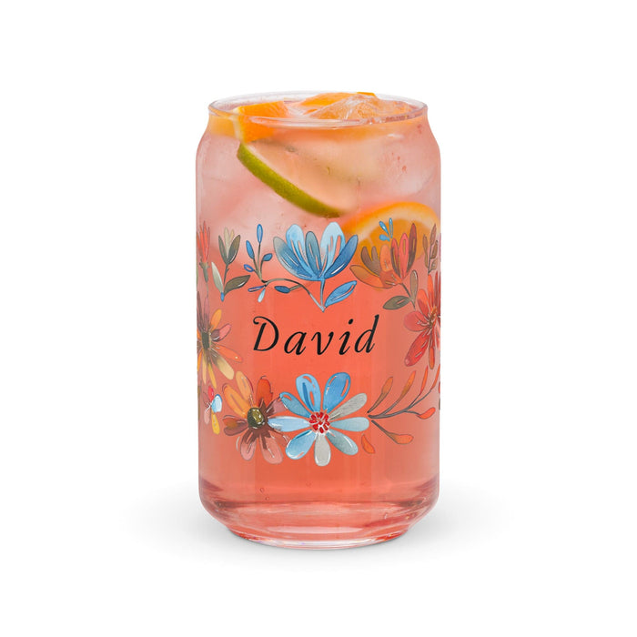 David Exclusive Name Art Piece Can-Shaped Glass Home Office Work Mexican Spanish Pride Gift Cup One-Of-A-Kind Calligraphy Glass | D19 Mexicada