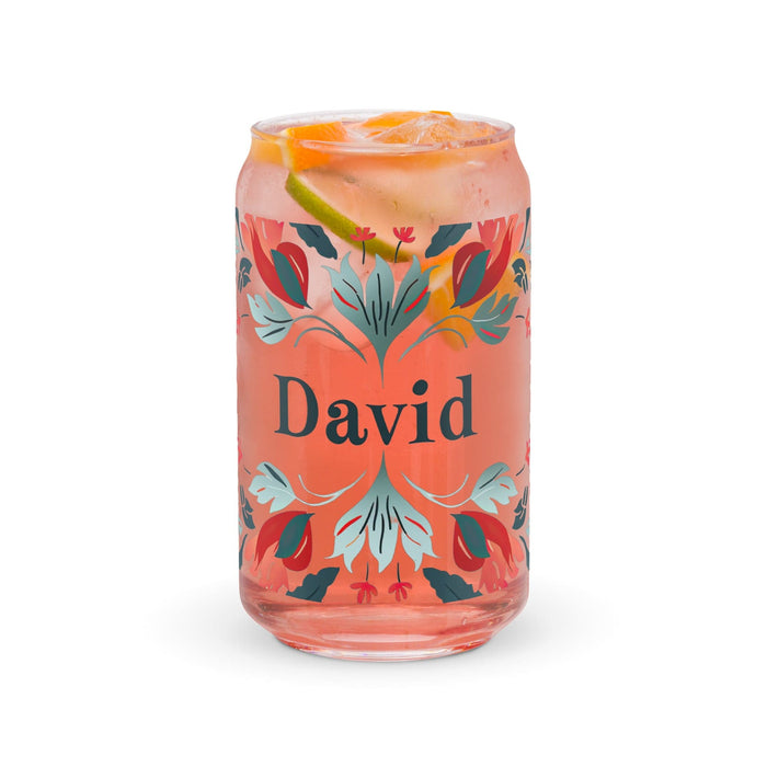 David Exclusive Name Art Piece Can-Shaped Glass Home Office Work Mexican Spanish Pride Gift Cup One-Of-A-Kind Calligraphy Glass | D2 Mexicada