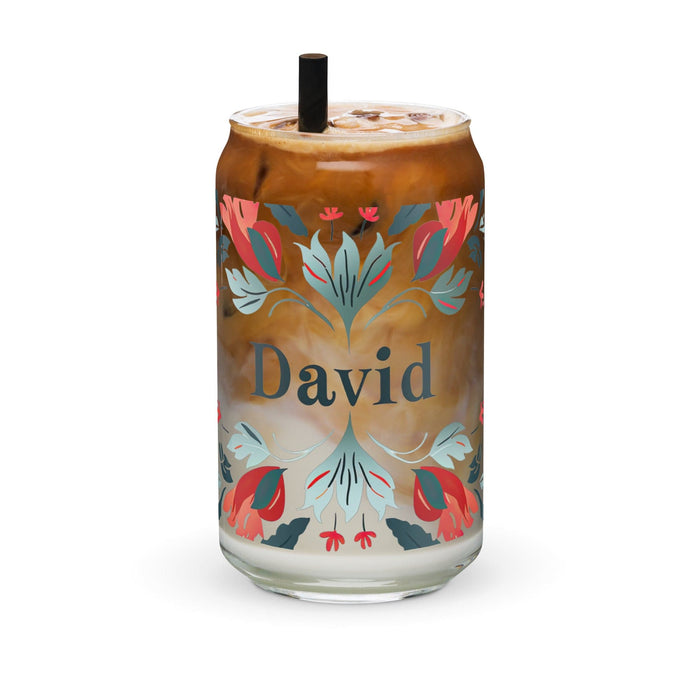 David Exclusive Name Art Piece Can-Shaped Glass Home Office Work Mexican Spanish Pride Gift Cup One-Of-A-Kind Calligraphy Glass | D2 Mexicada