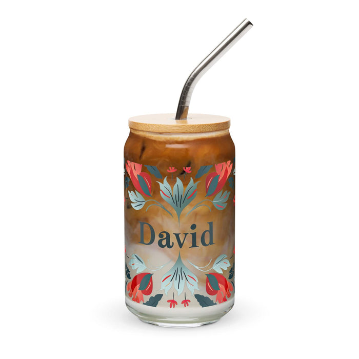 David Exclusive Name Art Piece Can-Shaped Glass Home Office Work Mexican Spanish Pride Gift Cup One-Of-A-Kind Calligraphy Glass | D2 Mexicada