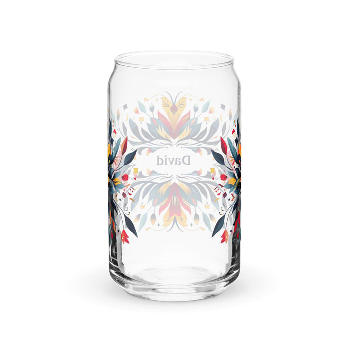 David Exclusive Name Art Piece Can-Shaped Glass Home Office Work Mexican Spanish Pride Gift Cup One-Of-A-Kind Calligraphy Glass | D21 Mexicada