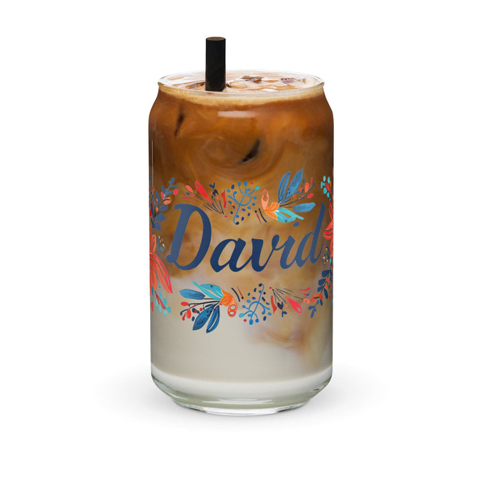 David Exclusive Name Art Piece Can-Shaped Glass Home Office Work Mexican Spanish Pride Gift Cup One-Of-A-Kind Calligraphy Glass | D22 Mexicada