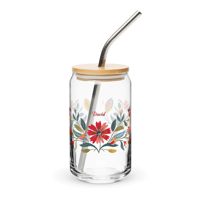 David Exclusive Name Art Piece Can-Shaped Glass Home Office Work Mexican Spanish Pride Gift Cup One-Of-A-Kind Calligraphy Glass | D23 Mexicada 16 oz With Lid & Straw