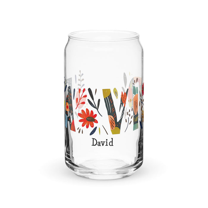 David Exclusive Name Art Piece Can-Shaped Glass Home Office Work Mexican Spanish Pride Gift Cup One-Of-A-Kind Calligraphy Glass | D25 Mexicada 16 oz