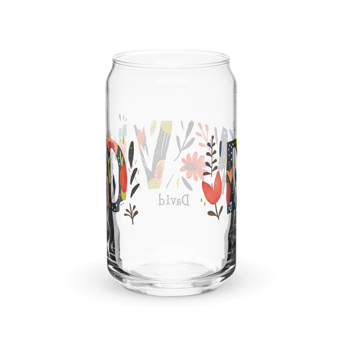 David Exclusive Name Art Piece Can-Shaped Glass Home Office Work Mexican Spanish Pride Gift Cup One-Of-A-Kind Calligraphy Glass | D25 Mexicada