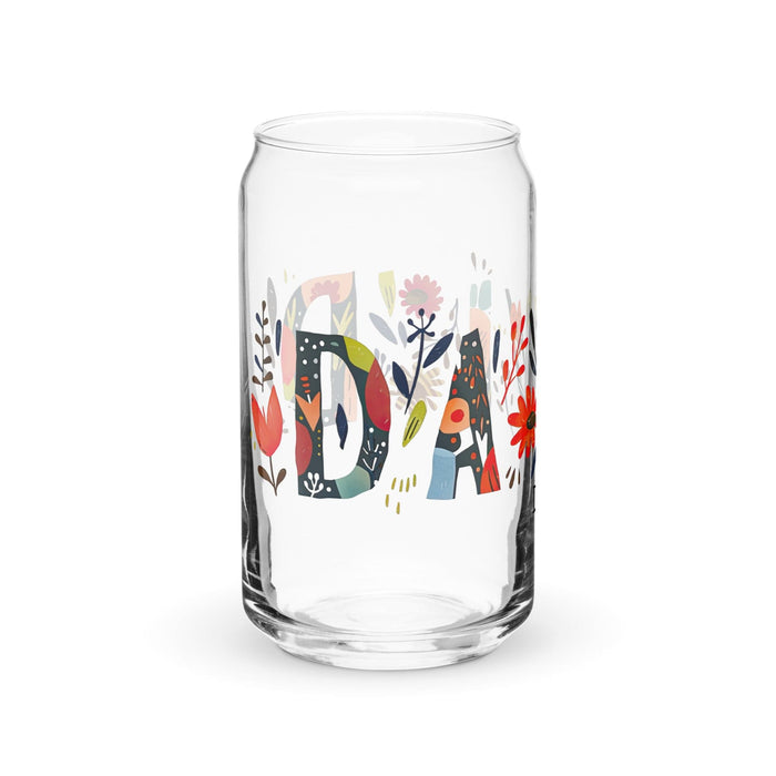 David Exclusive Name Art Piece Can-Shaped Glass Home Office Work Mexican Spanish Pride Gift Cup One-Of-A-Kind Calligraphy Glass | D25 Mexicada