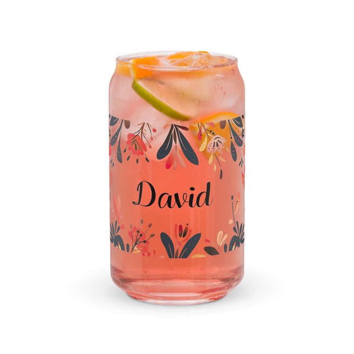 David Exclusive Name Art Piece Can-Shaped Glass Home Office Work Mexican Spanish Pride Gift Cup One-Of-A-Kind Calligraphy Glass | D26 Mexicada