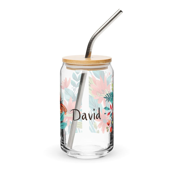 David Exclusive Name Art Piece Can-Shaped Glass Home Office Work Mexican Spanish Pride Gift Cup One-Of-A-Kind Calligraphy Glass | D28 Mexicada 16 oz With Lid & Straw