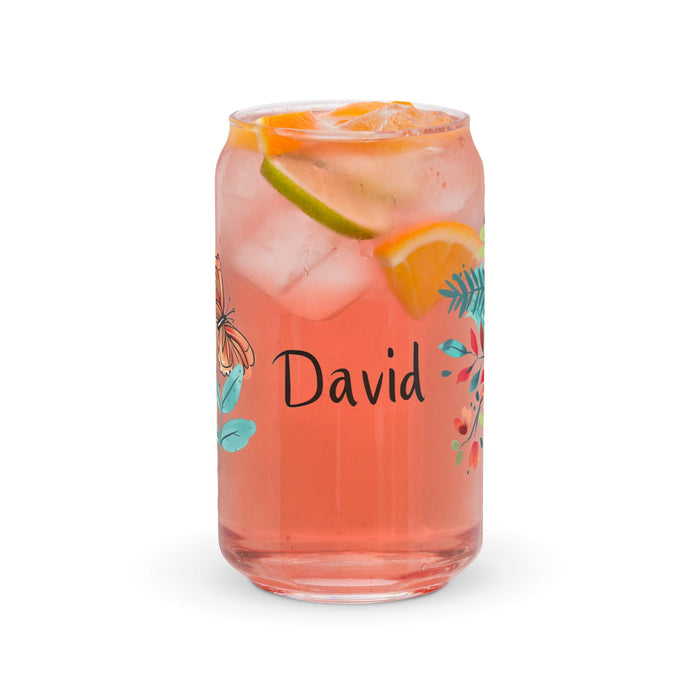 David Exclusive Name Art Piece Can-Shaped Glass Home Office Work Mexican Spanish Pride Gift Cup One-Of-A-Kind Calligraphy Glass | D28 Mexicada