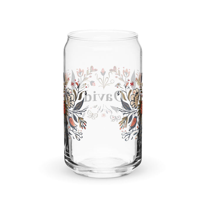 David Exclusive Name Art Piece Can-Shaped Glass Home Office Work Mexican Spanish Pride Gift Cup One-Of-A-Kind Calligraphy Glass | D3 Mexicada