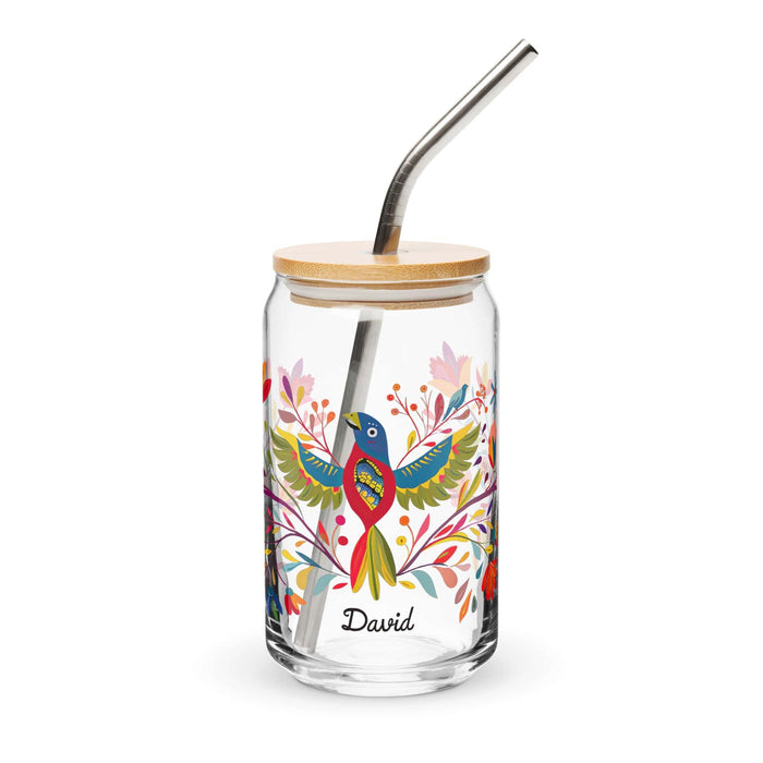 David Exclusive Name Art Piece Can-Shaped Glass Home Office Work Mexican Spanish Pride Gift Cup One-Of-A-Kind Calligraphy Glass | D5 Mexicada 16 oz With Lid & Straw