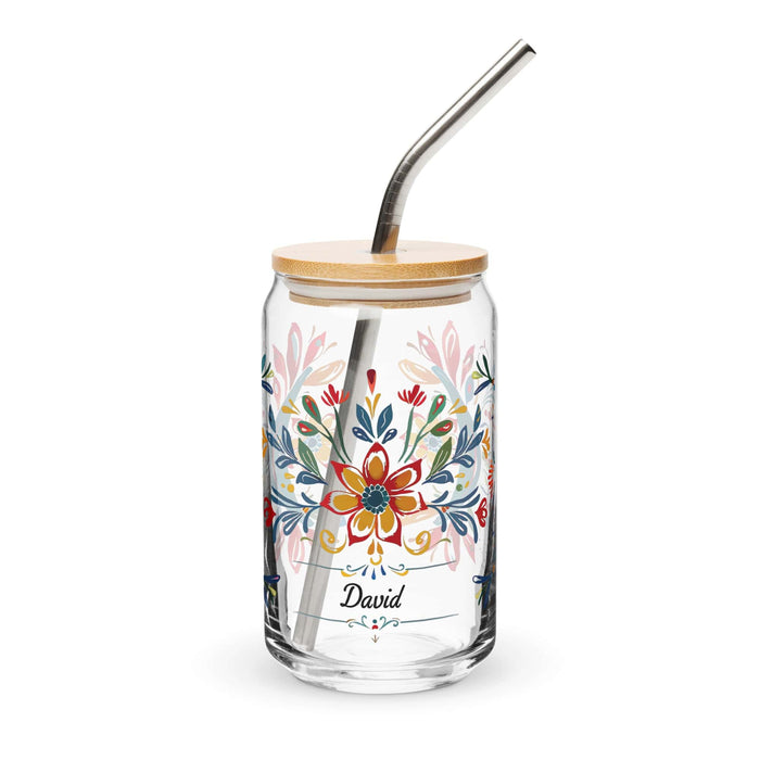 David Exclusive Name Art Piece Can-Shaped Glass Home Office Work Mexican Spanish Pride Gift Cup One-Of-A-Kind Calligraphy Glass | D6 Mexicada 16 oz With Lid & Straw