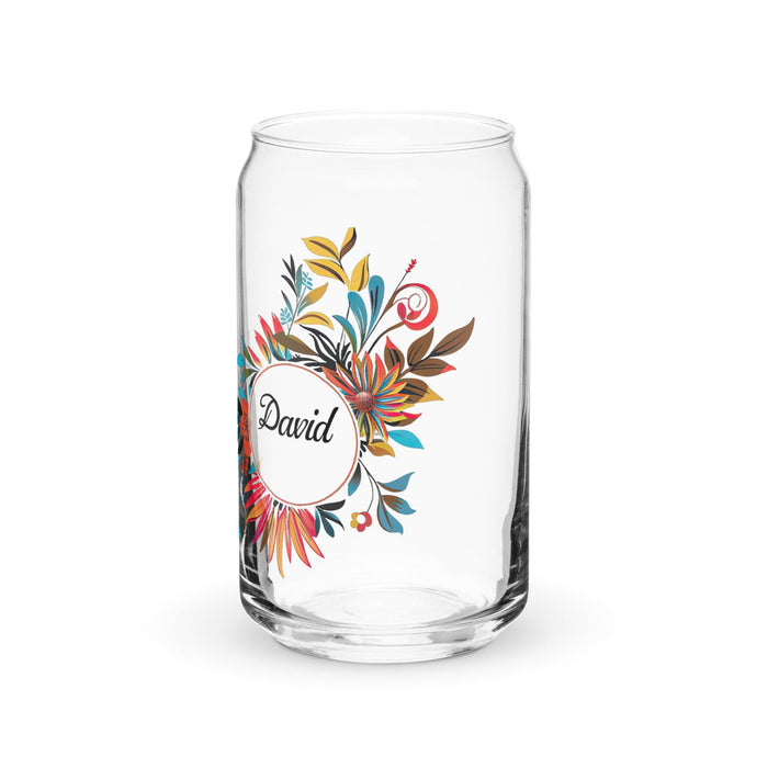 David Exclusive Name Art Piece Can-Shaped Glass Home Office Work Mexican Spanish Pride Gift Cup One-Of-A-Kind Calligraphy Glass | D8 Mexicada