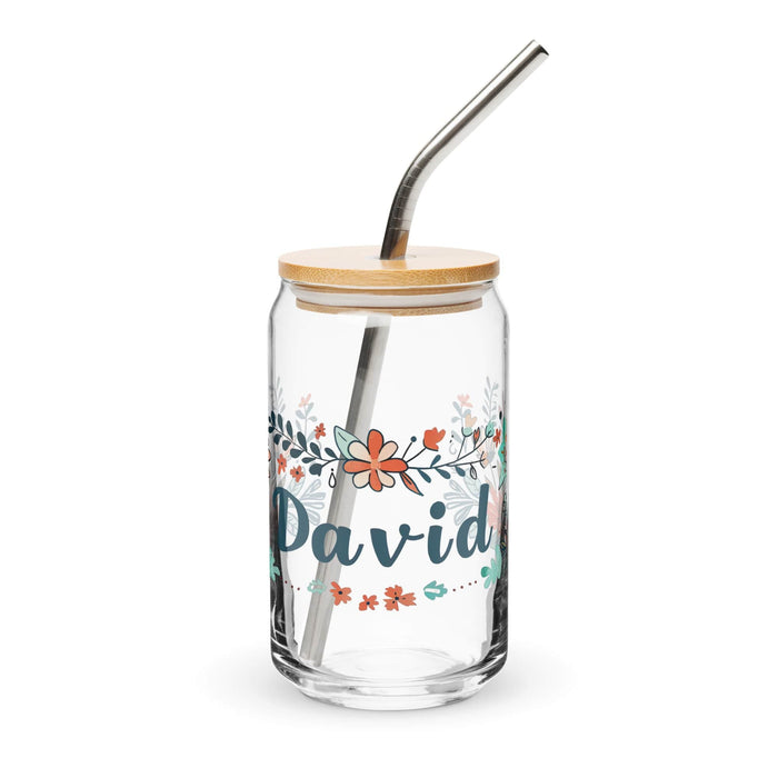 David Exclusive Name Art Piece Can-Shaped Glass Home Office Work Mexican Spanish Pride Gift Cup One-Of-A-Kind Calligraphy Glass | D9 Mexicada 16 oz With Lid & Straw