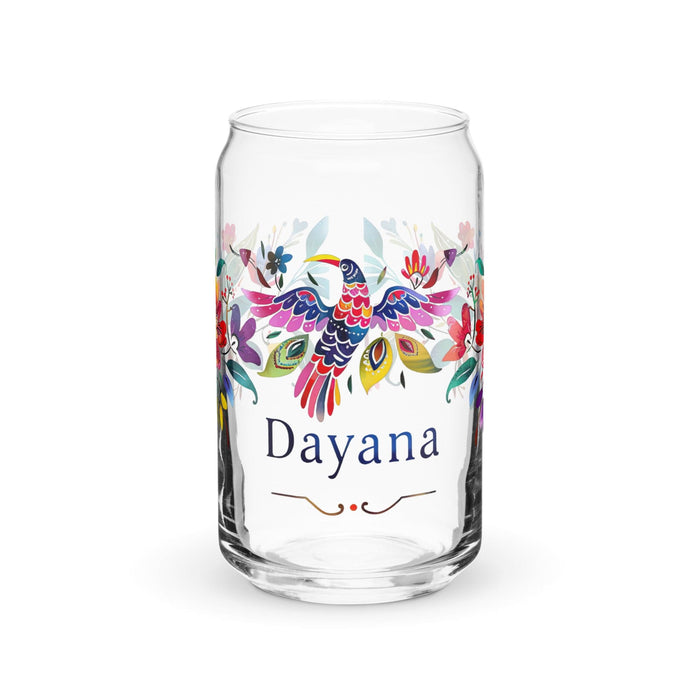 Dayana Exclusive Name Art Piece Can-Shaped Glass Home Office Work Mexican Spanish Pride Gift Cup One-Of-A-Kind Calligraphy Glass | D1 Mexicada 16 oz (No Lid No Straw)