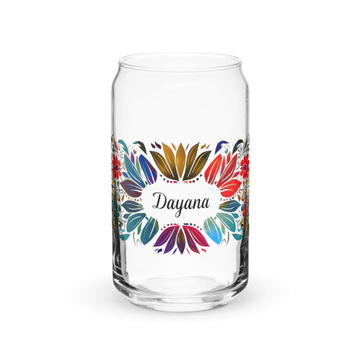 Dayana Exclusive Name Art Piece Can-Shaped Glass Home Office Work Mexican Spanish Pride Gift Cup One-Of-A-Kind Calligraphy Glass | D10 Mexicada 16 oz (No Lid No Straw)