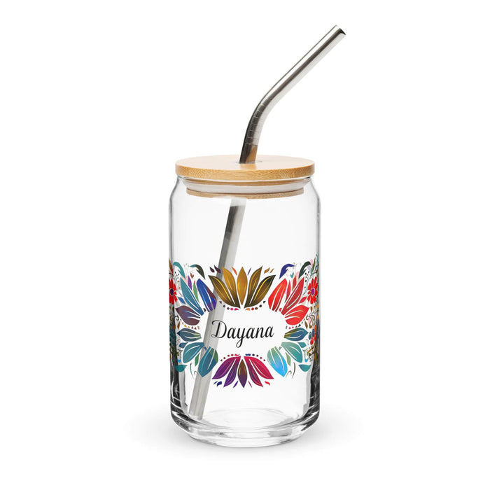 Dayana Exclusive Name Art Piece Can-Shaped Glass Home Office Work Mexican Spanish Pride Gift Cup One-Of-A-Kind Calligraphy Glass | D10 Mexicada 16 oz With Lid & Straw