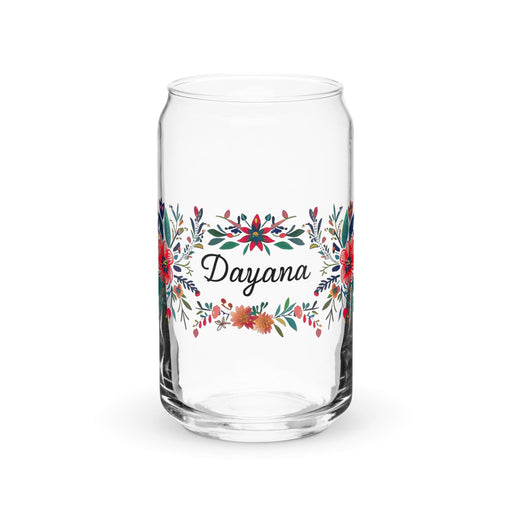 Dayana Exclusive Name Art Piece Can-Shaped Glass Home Office Work Mexican Spanish Pride Gift Cup One-Of-A-Kind Calligraphy Glass | D12 Mexicada 16 oz (No Lid No Straw)