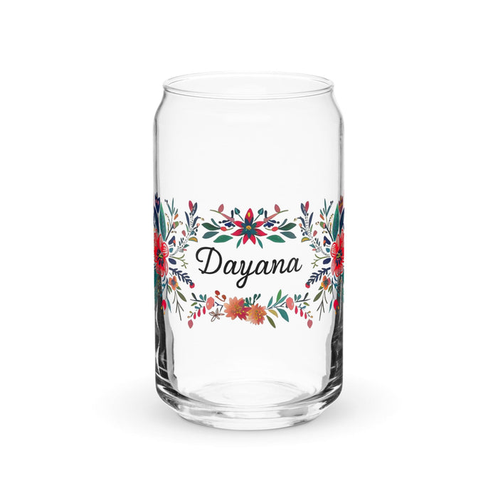 Dayana Exclusive Name Art Piece Can-Shaped Glass Home Office Work Mexican Spanish Pride Gift Cup One-Of-A-Kind Calligraphy Glass | D12 Mexicada 16 oz (No Lid No Straw)