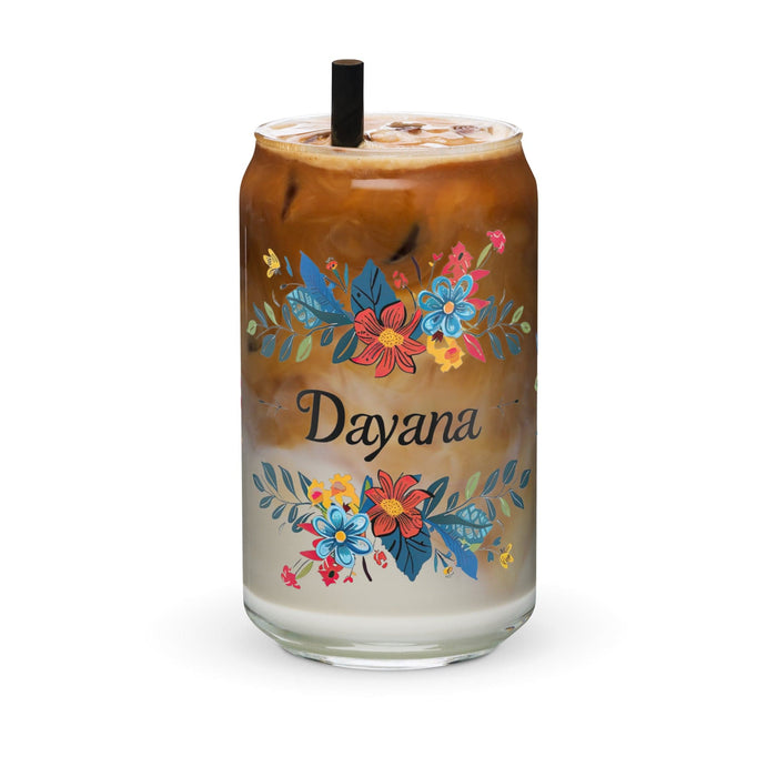 Dayana Exclusive Name Art Piece Can-Shaped Glass Home Office Work Mexican Spanish Pride Gift Cup One-Of-A-Kind Calligraphy Glass | D2 Mexicada