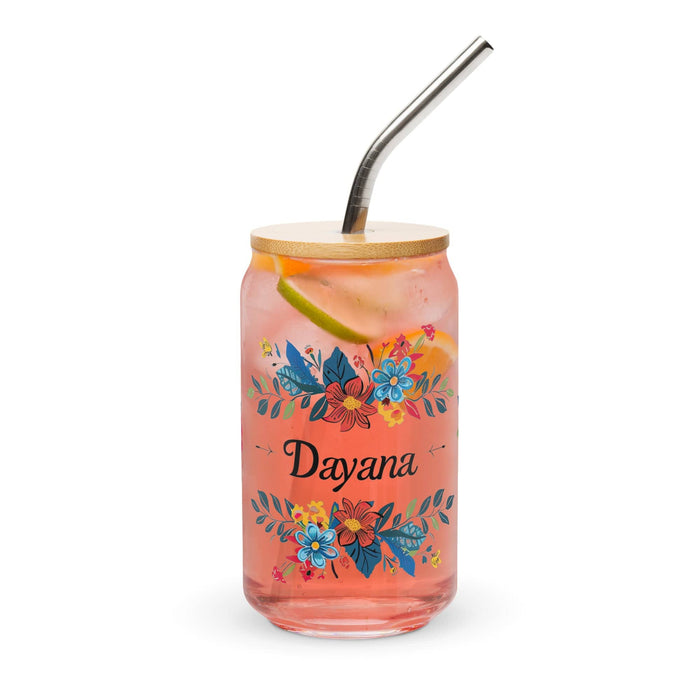 Dayana Exclusive Name Art Piece Can-Shaped Glass Home Office Work Mexican Spanish Pride Gift Cup One-Of-A-Kind Calligraphy Glass | D2 Mexicada